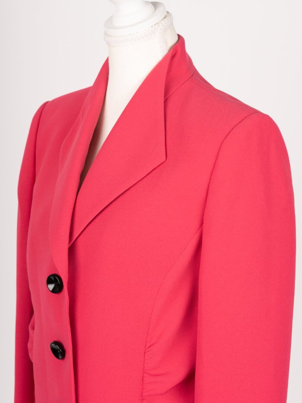 Hot Pink Ruched Portrait Collar Blazer Sz 12 Vintage Corpcore Elle Woods Barbie - Picture 3 of 14